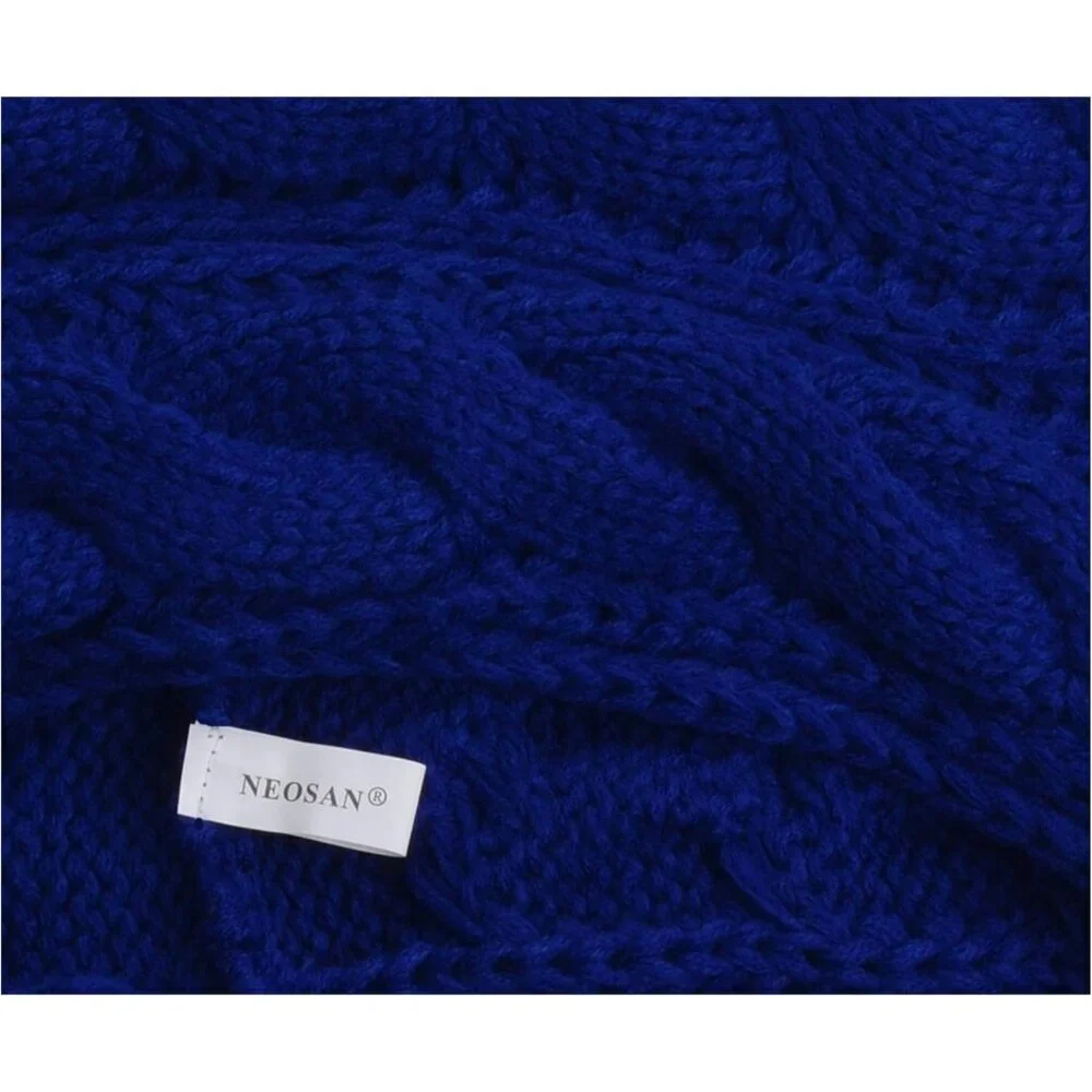 Women's Twist Royal Blue Thick Ribbed Knit Winter Infinity Circle Loop Scarf